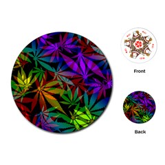 Ganja In Rainbow Colors, Weed Pattern, Marihujana Theme Playing Cards Single Design (round)