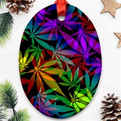 Ganja In Rainbow Colors, Weed Pattern, Marihujana Theme Oval Ornament (two Sides) by Casemiro