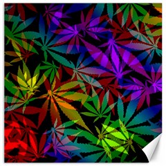 Ganja In Rainbow Colors, Weed Pattern, Marihujana Theme Canvas 16  X 16  by Casemiro