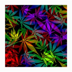 Ganja In Rainbow Colors, Weed Pattern, Marihujana Theme Medium Glasses Cloth