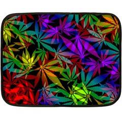 Ganja In Rainbow Colors, Weed Pattern, Marihujana Theme Fleece Blanket (mini) by Casemiro