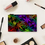 Ganja in rainbow colors, weed pattern, marihujana theme Cosmetic Bag (Small) Front