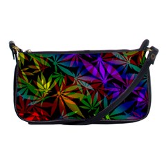 Ganja In Rainbow Colors, Weed Pattern, Marihujana Theme Shoulder Clutch Bag