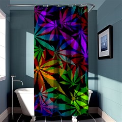 Ganja In Rainbow Colors, Weed Pattern, Marihujana Theme Shower Curtain 36  X 72  (stall) 