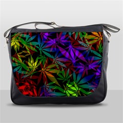 Ganja In Rainbow Colors, Weed Pattern, Marihujana Theme Messenger Bag