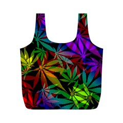 Ganja In Rainbow Colors, Weed Pattern, Marihujana Theme Full Print Recycle Bag (m) by Casemiro