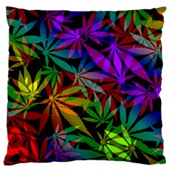 Ganja In Rainbow Colors, Weed Pattern, Marihujana Theme Large Flano Cushion Case (one Side) by Casemiro