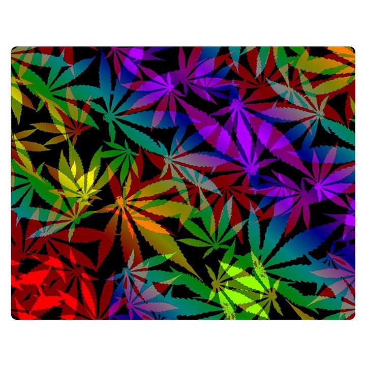 Ganja in rainbow colors, weed pattern, marihujana theme Double Sided Flano Blanket (Medium) 