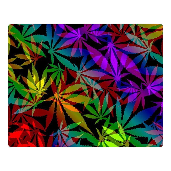 Ganja in rainbow colors, weed pattern, marihujana theme Double Sided Flano Blanket (Large) 