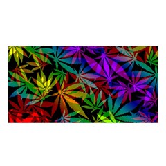 Ganja In Rainbow Colors, Weed Pattern, Marihujana Theme Satin Shawl