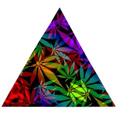 Ganja In Rainbow Colors, Weed Pattern, Marihujana Theme Wooden Puzzle Triangle by Casemiro