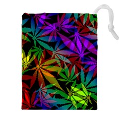 Ganja In Rainbow Colors, Weed Pattern, Marihujana Theme Drawstring Pouch (4xl)