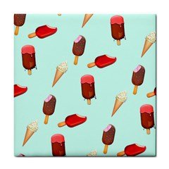 Ice Cream Pattern, Light Blue Background Tile Coaster by Casemiro