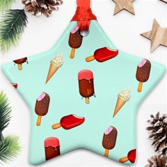 Ice Cream Pattern, Light Blue Background Ornament (star) by Casemiro