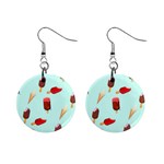 Ice Cream pattern, light blue background Mini Button Earrings Front