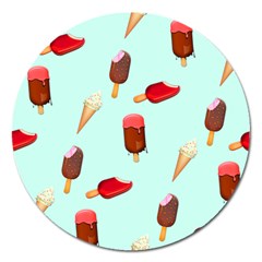 Ice Cream Pattern, Light Blue Background Magnet 5  (round) by Casemiro