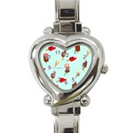 Ice Cream pattern, light blue background Heart Italian Charm Watch Front