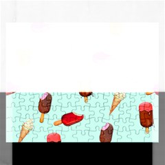 Ice Cream Pattern, Light Blue Background Rectangular Jigsaw Puzzl by Casemiro