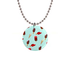 Ice Cream Pattern, Light Blue Background 1  Button Necklace