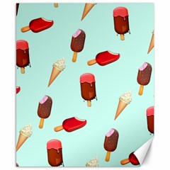 Ice Cream Pattern, Light Blue Background Canvas 8  X 10 