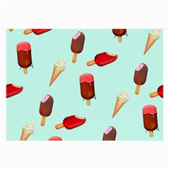 Ice Cream Pattern, Light Blue Background Large Glasses Cloth (2 Sides)