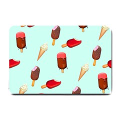 Ice Cream Pattern, Light Blue Background Small Doormat 