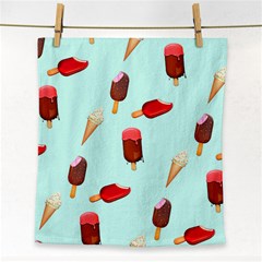 Ice Cream Pattern, Light Blue Background Face Towel