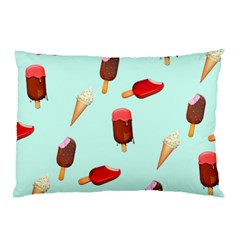 Ice Cream Pattern, Light Blue Background Pillow Case by Casemiro