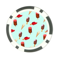 Ice Cream Pattern, Light Blue Background Poker Chip Card Guard (10 Pack) by Casemiro