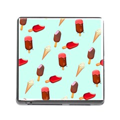 Ice Cream Pattern, Light Blue Background Memory Card Reader (square 5 Slot) by Casemiro