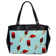 Ice Cream Pattern, Light Blue Background Oversize Office Handbag by Casemiro