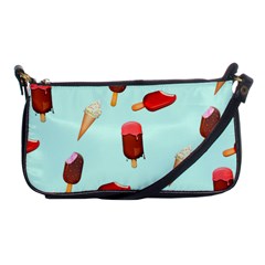 Ice Cream Pattern, Light Blue Background Shoulder Clutch Bag