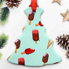 Ice Cream Pattern, Light Blue Background Ornament (christmas Tree) 