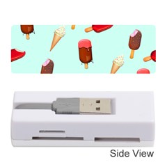 Ice Cream Pattern, Light Blue Background Memory Card Reader (stick)