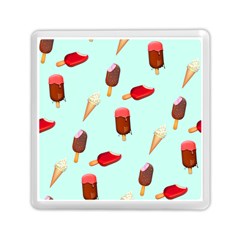 Ice Cream Pattern, Light Blue Background Memory Card Reader (square)