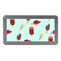 Ice Cream Pattern, Light Blue Background Memory Card Reader (mini)