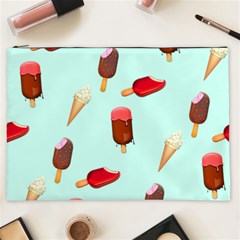 Ice Cream Pattern, Light Blue Background Cosmetic Bag (xxl) by Casemiro