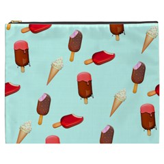 Ice Cream Pattern, Light Blue Background Cosmetic Bag (xxxl) by Casemiro