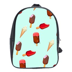 Ice Cream Pattern, Light Blue Background School Bag (xl)