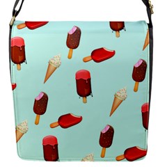 Ice Cream Pattern, Light Blue Background Flap Closure Messenger Bag (s)