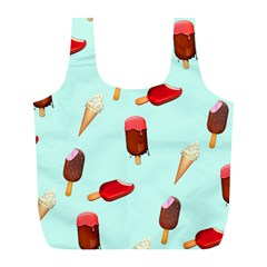 Ice Cream Pattern, Light Blue Background Full Print Recycle Bag (l)