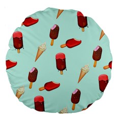 Ice Cream Pattern, Light Blue Background Large 18  Premium Flano Round Cushions