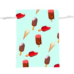 Ice Cream Pattern, Light Blue Background  Lightweight Drawstring Pouch (xl)