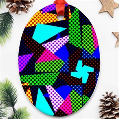 Trippy Blocks, Dotted Geometric Pattern Ornament (oval) by Casemiro