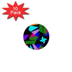 Trippy Blocks, Dotted Geometric Pattern 1  Mini Buttons (10 Pack) 