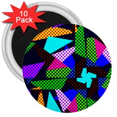 Trippy Blocks, Dotted Geometric Pattern 3  Magnets (10 Pack)  by Casemiro