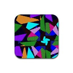 Trippy Blocks, Dotted Geometric Pattern Rubber Coaster (square)  by Casemiro