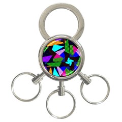 Trippy Blocks, Dotted Geometric Pattern 3-ring Key Chain by Casemiro