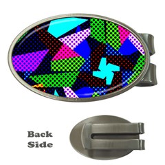 Trippy Blocks, Dotted Geometric Pattern Money Clips (oval) 