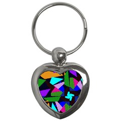 Trippy Blocks, Dotted Geometric Pattern Key Chain (heart) by Casemiro